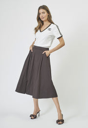 Cotton Crisp Midi Skirt