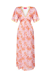 orange white lelies long dress